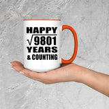 Happy 99th Anniversary Square Root of 9801 Years & Counting - 15oz Accent Mug Orange