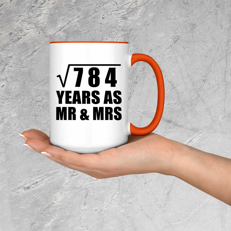 28th Anniversary Square Root of 784 Years As Mr & Mrs - 15oz Accent Mug Orange