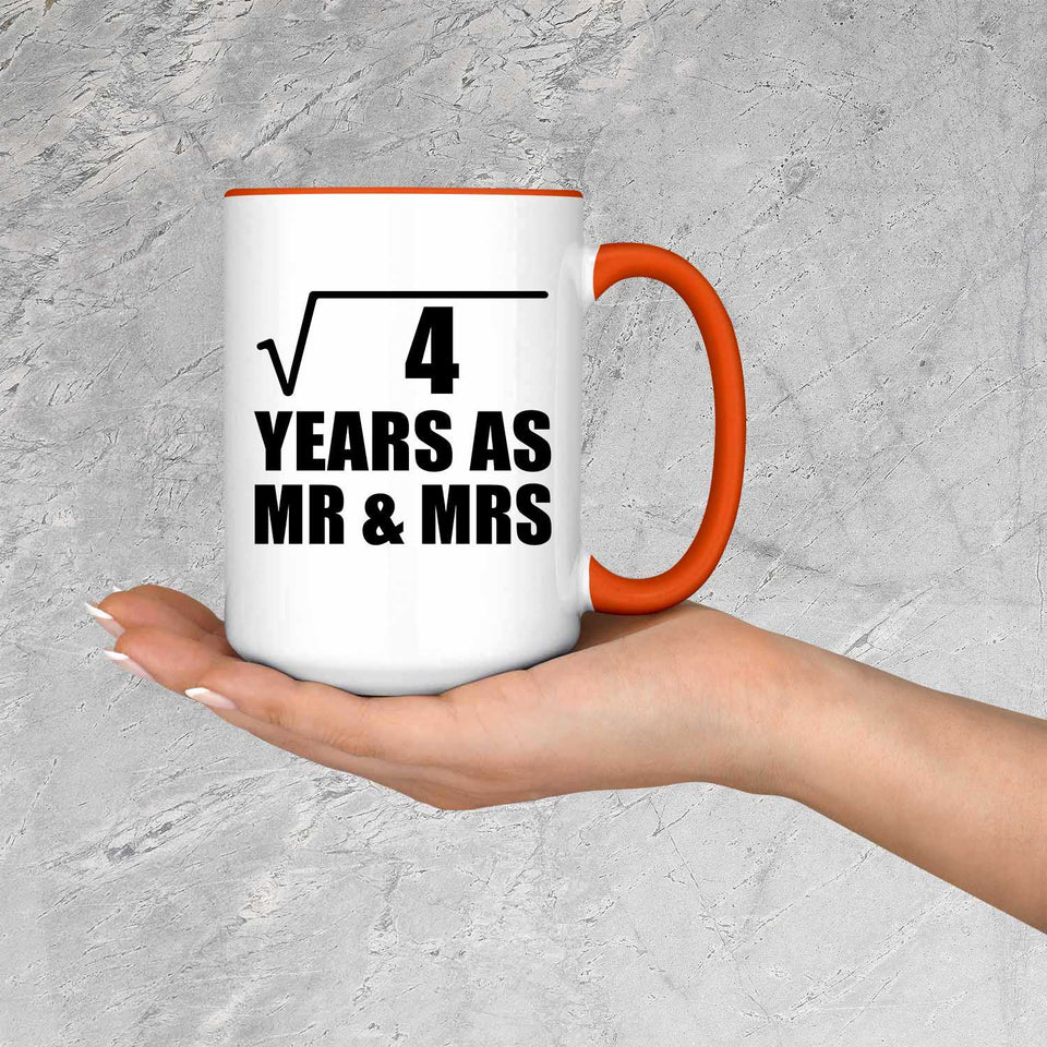 2nd Anniversary Square Root of 4 Years As Mr & Mrs - 15oz Accent Mug Orange