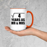 2nd Anniversary Square Root of 4 Years As Mr & Mrs - 15oz Accent Mug Orange