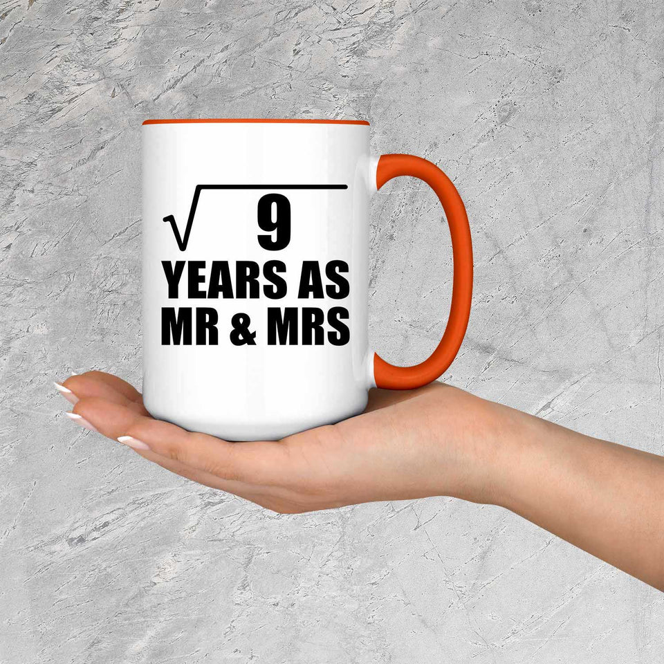 3rd Anniversary Square Root of 9 Years As Mr & Mrs - 15oz Accent Mug Orange