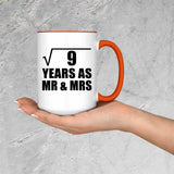 3rd Anniversary Square Root of 9 Years As Mr & Mrs - 15oz Accent Mug Orange