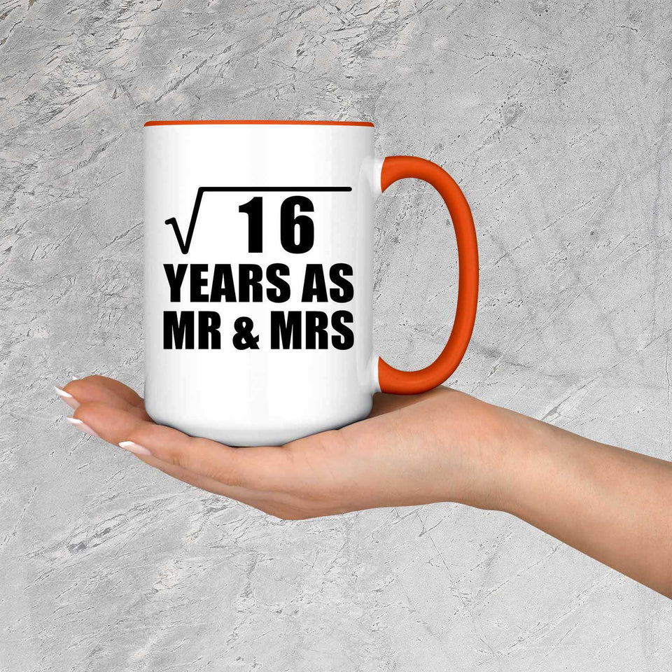 4th Anniversary Square Root of 16 Years As Mr & Mrs - 15oz Accent Mug Orange
