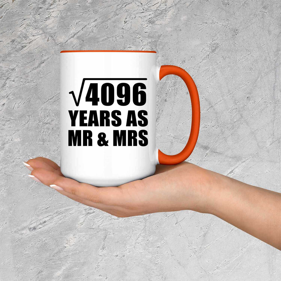 64th Anniversary Square Root of 4096 Years As Mr & Mrs - 15oz Accent Mug Orange