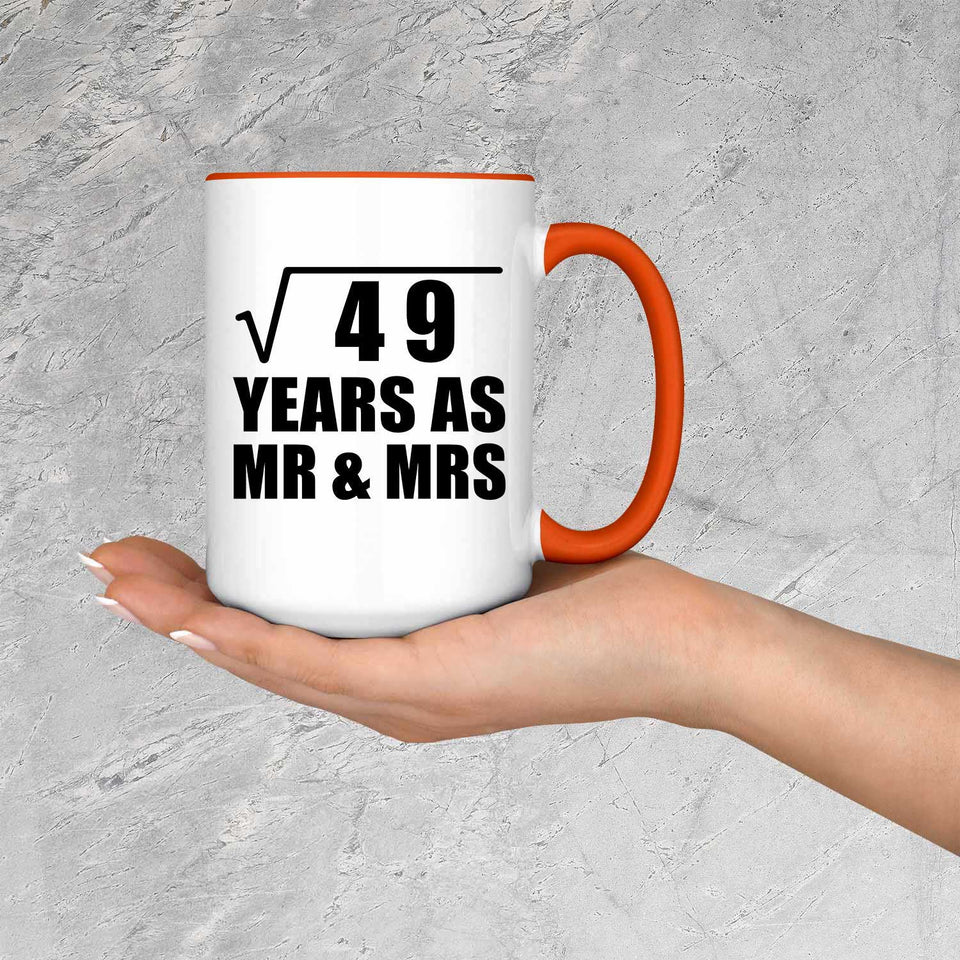 7th Anniversary Square Root of 49 Years As Mr & Mrs - 15oz Accent Mug Orange