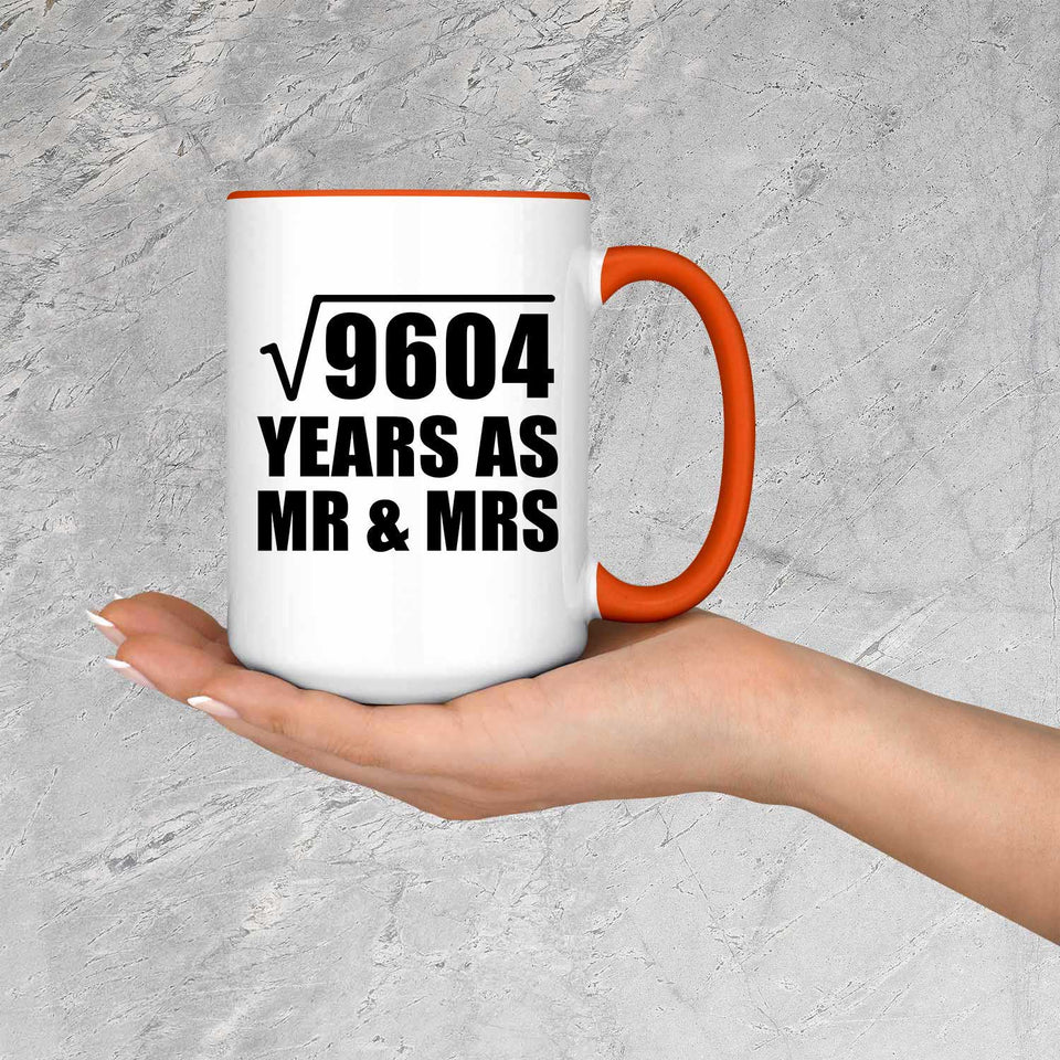 98th Anniversary Square Root of 9604 Years As Mr & Mrs - 15oz Accent Mug Orange