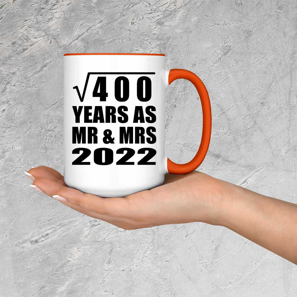 20th Anniversary Square Root of 400 Years As Mr & Mrs 2022 - 15oz Accent Mug Orange