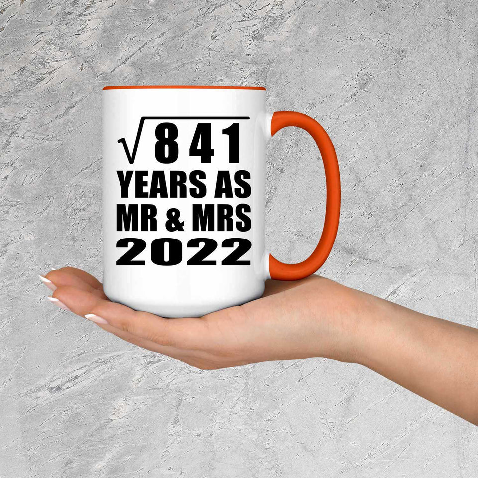 29th Anniversary Square Root of 841 Years As Mr & Mrs 2022 - 15oz Accent Mug Orange
