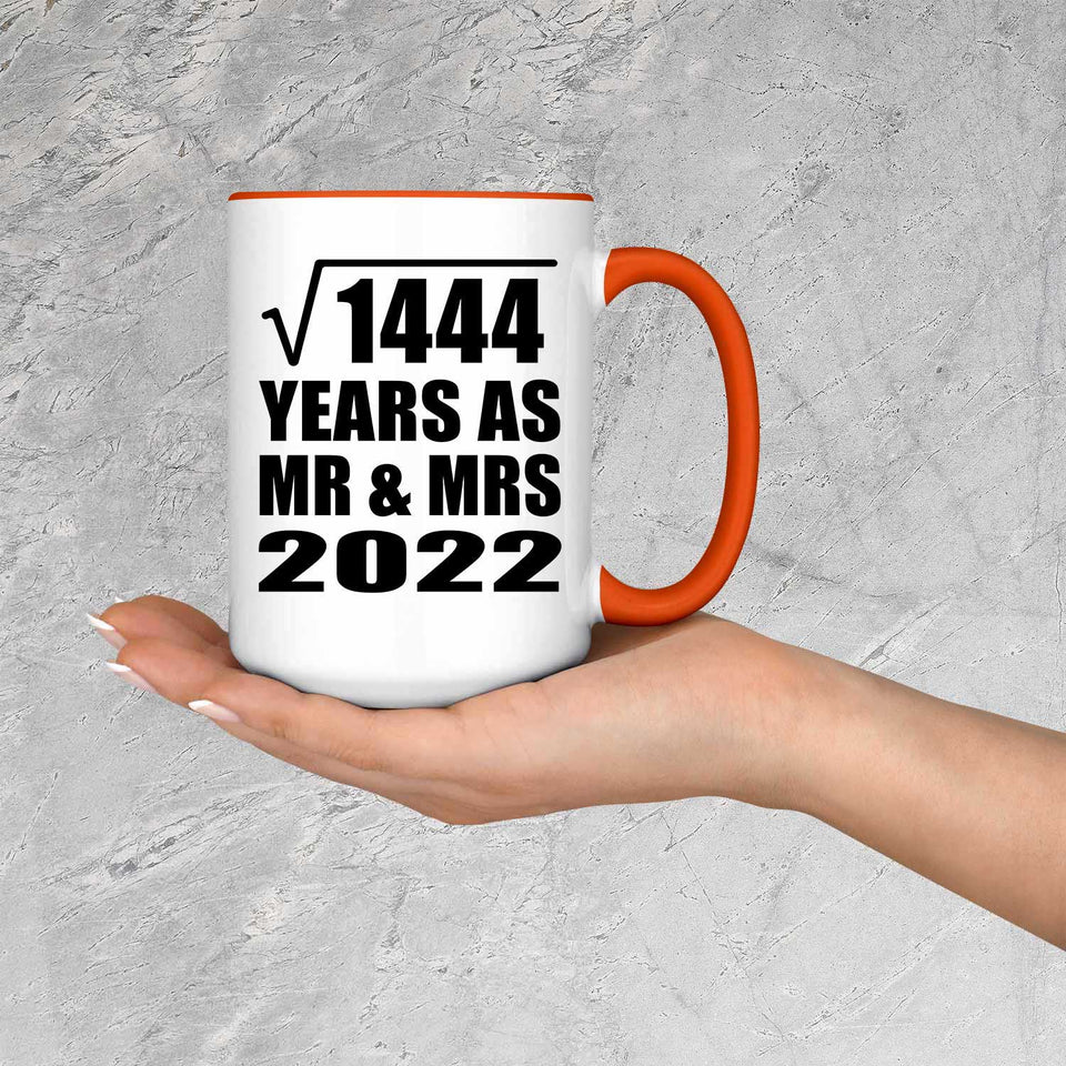 38th Anniversary Square Root of 1444 Years As Mr & Mrs 2022 - 15oz Accent Mug Orange