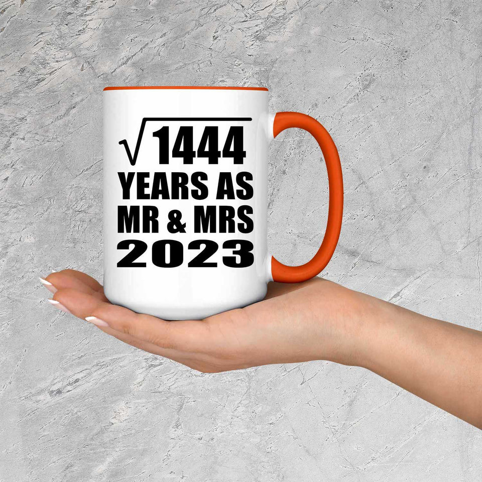 38th Anniversary Square Root of 1444 Years As Mr & Mrs 2023 - 15oz Accent Mug Orange
