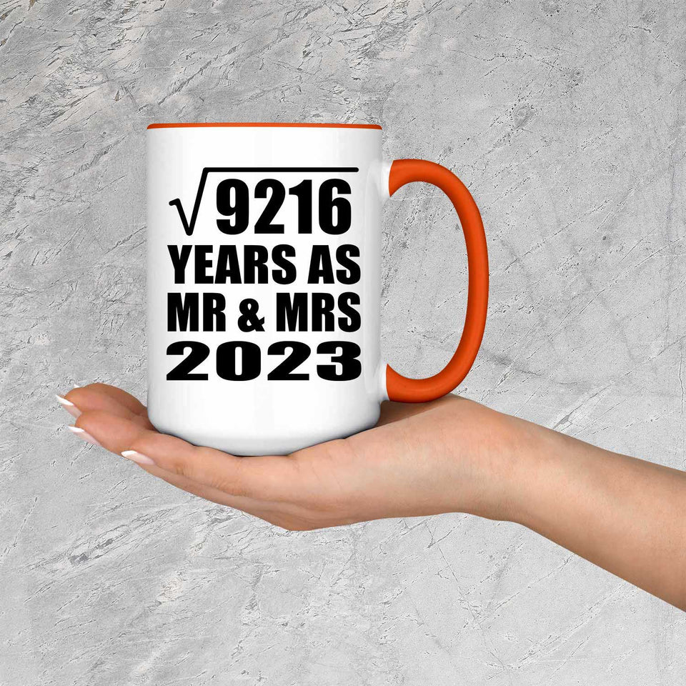 96th Anniversary Square Root of 9216 Years As Mr & Mrs 2023 - 15oz Accent Mug Orange