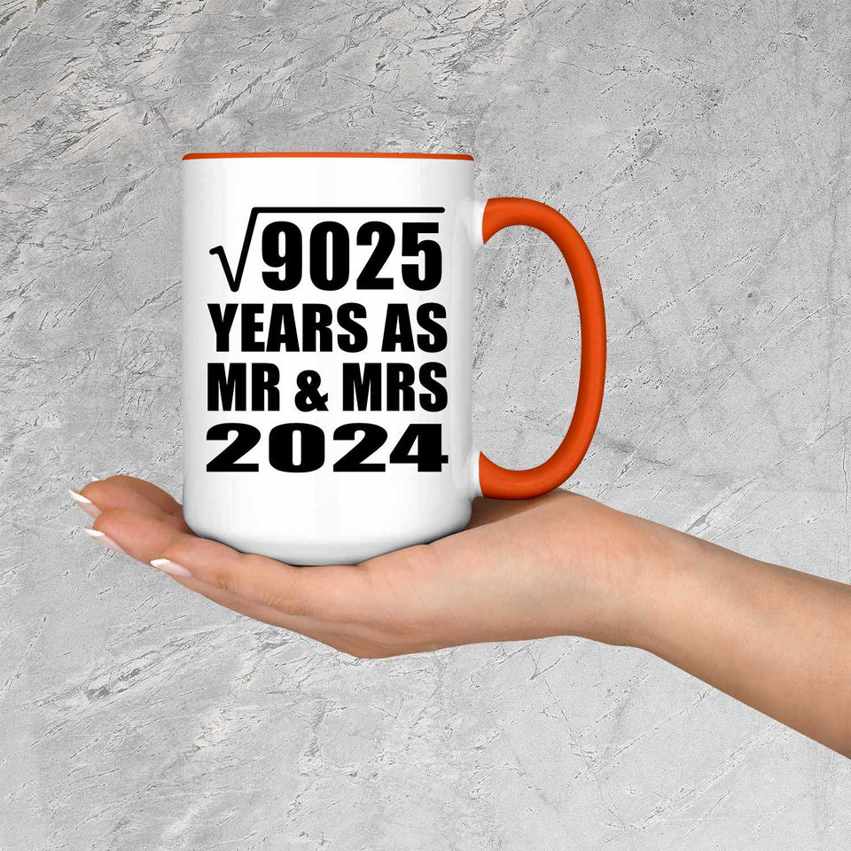 95th Anniversary Square Root of 9025 Years As Mr & Mrs 2024 - 15oz Accent Mug Orange