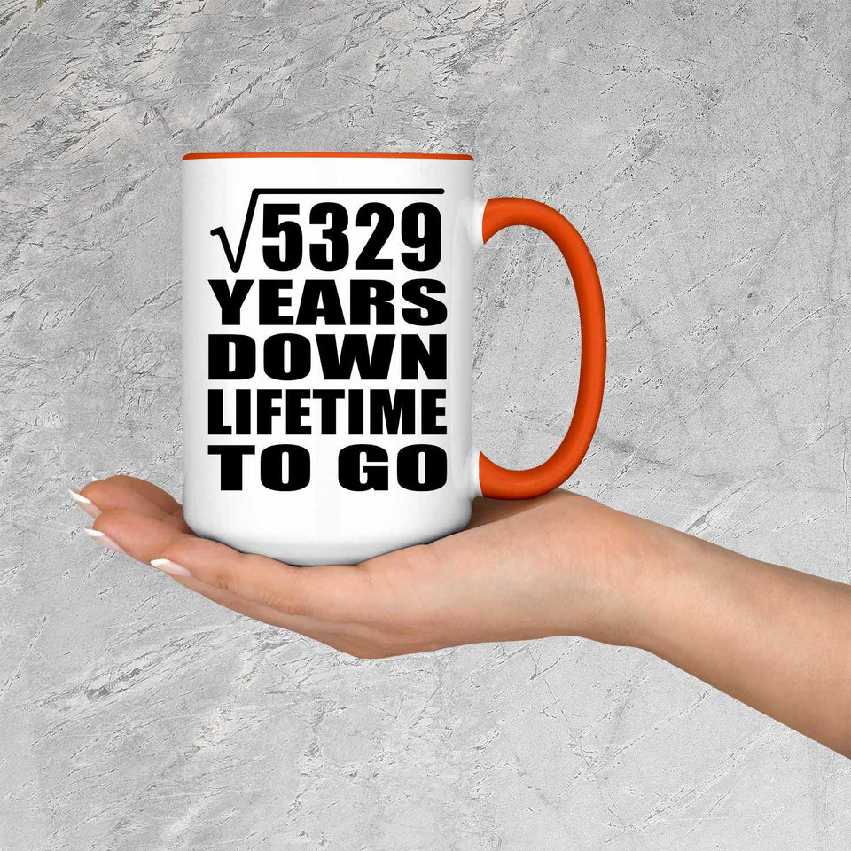 73rd Anniversary Square Root of 5329 Years Lifetime To Go - 15oz Accent Mug Orange