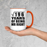 14th Anniversary Square Root of 196 Years of Being Mr Right - 15oz Accent Mug Orange
