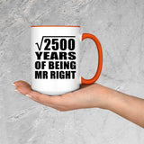 50th Anniversary Square Root of 2500 Years of Being Mr Right - 15oz Accent Mug Orange