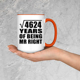 68th Anniversary Square Root of 4624 Years of Being Mr Right - 15oz Accent Mug Orange
