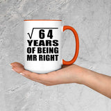8th Anniversary Square Root of 64 Years of Being Mr Right - 15oz Accent Mug Orange