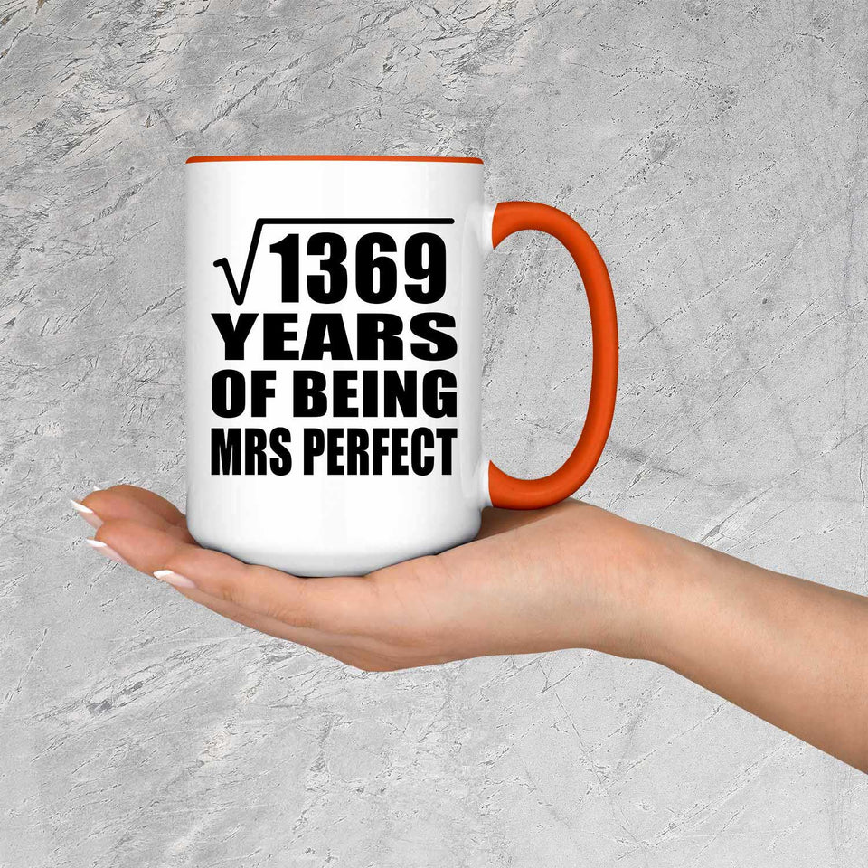 37th Anniversary Square Root of 1369 Years of Mrs Perfect - 15oz Accent Mug Orange