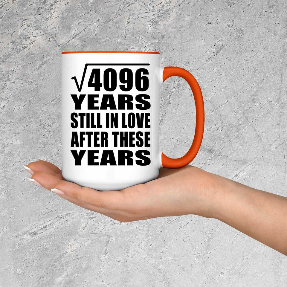 64th Anniversary Square Root of 4096 Years Still In Love - 15oz Accent Mug Orange