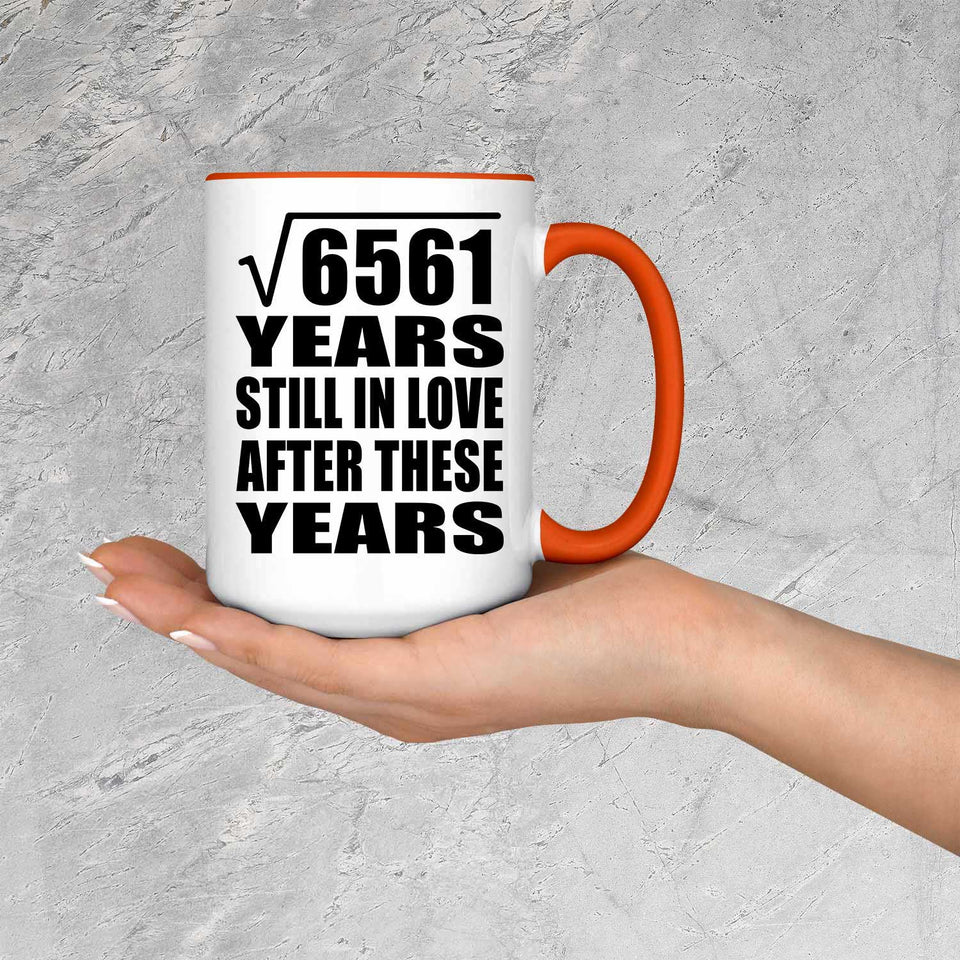 81st Anniversary Square Root of 6561 Years Still In Love - 15oz Accent Mug Orange