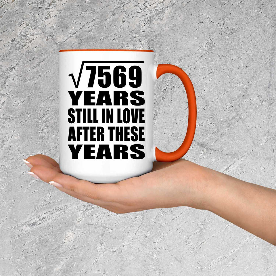 87th Anniversary Square Root of 7569 Years Still In Love - 15oz Accent Mug Orange