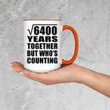 80th Anniversary Square Root of 6400 Years Who's Counting - 15oz Accent Mug Orange