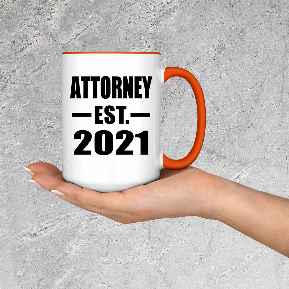 Attorney Established EST. 2021 - 15oz Accent Mug Orange