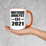Market Research Analyst Established EST. 2021 - 15oz Accent Mug Orange