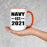 Navy Established EST. 2021 - 15oz Accent Mug Orange