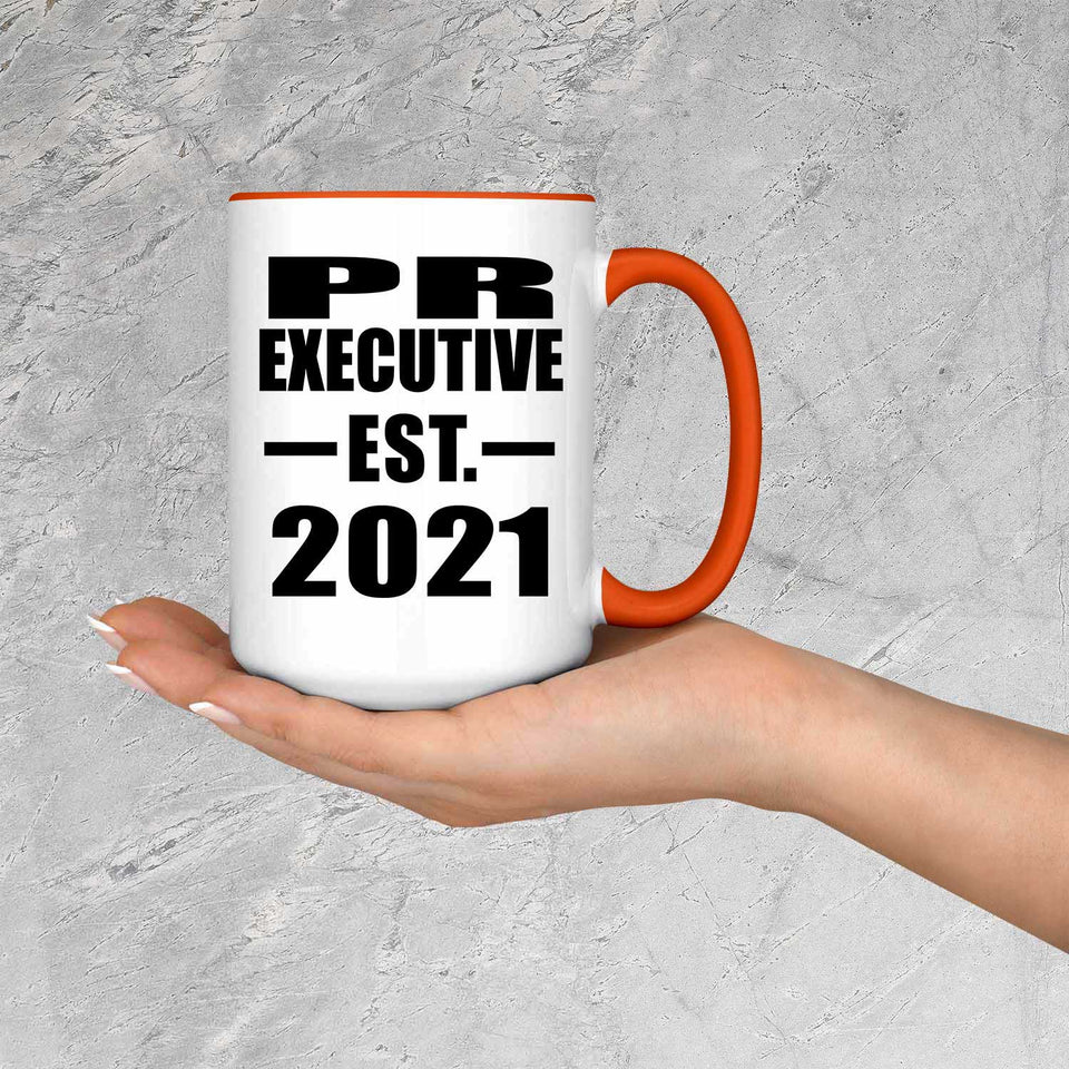 PR Executive Established EST. 2021 - 15oz Accent Mug Orange