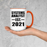 Systems Analyst Established EST. 2021 - 15oz Accent Mug Orange