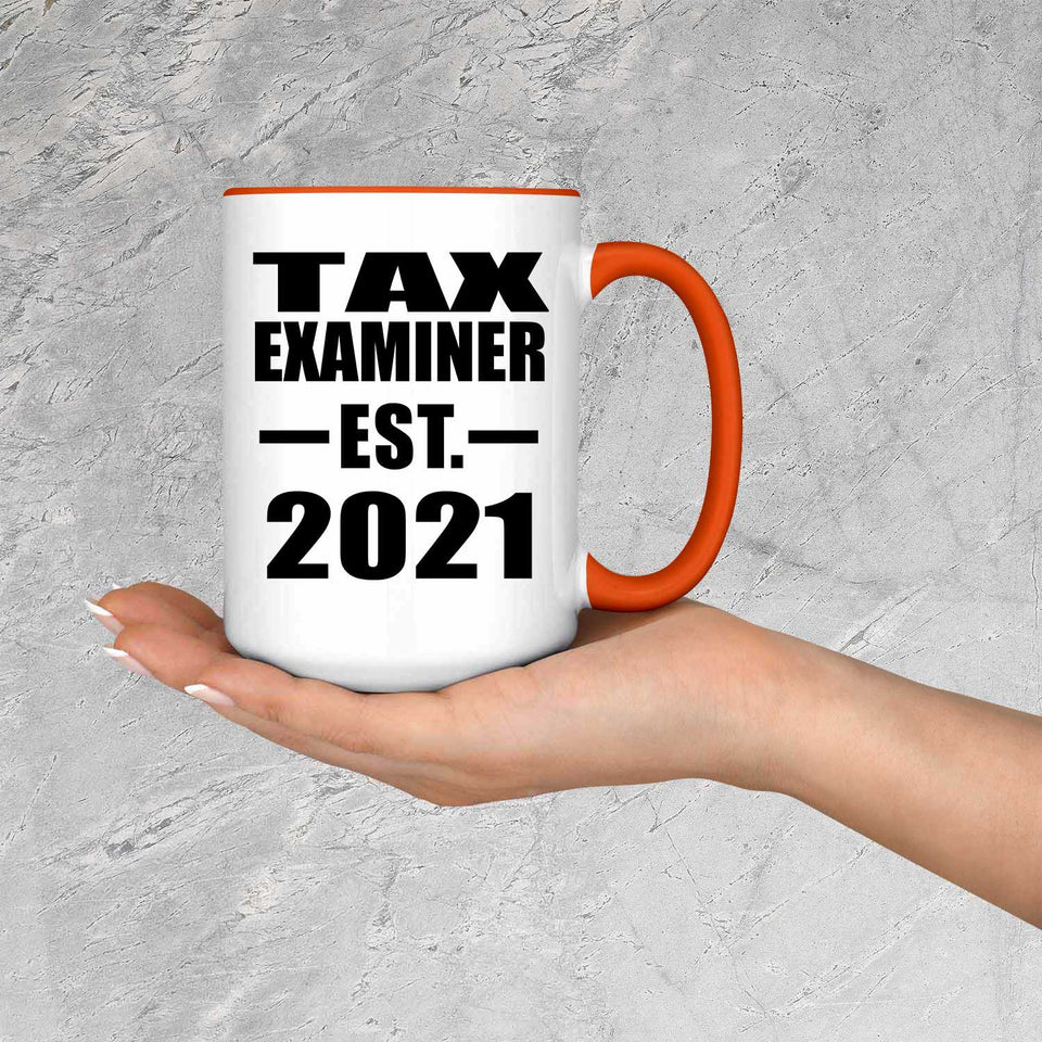 Tax Examiner Established EST. 2021 - 15oz Accent Mug Orange