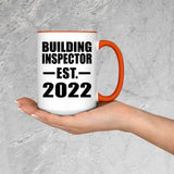 Building Inspector Established EST. 2022 - 15oz Accent Mug Orange