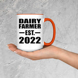 Dairy Farmer Established EST. 2022 - 15oz Accent Mug Orange