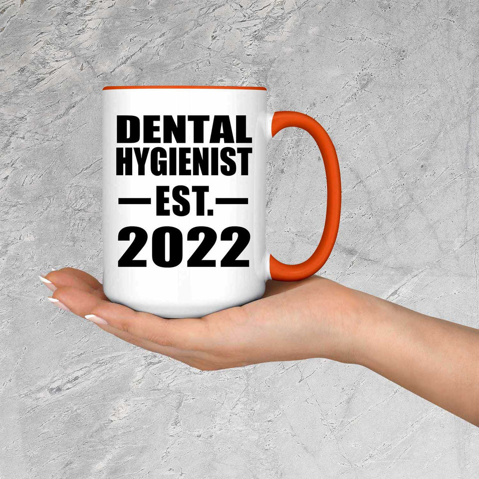 Dental Hygienist Established EST. 2022 - 15oz Accent Mug Orange