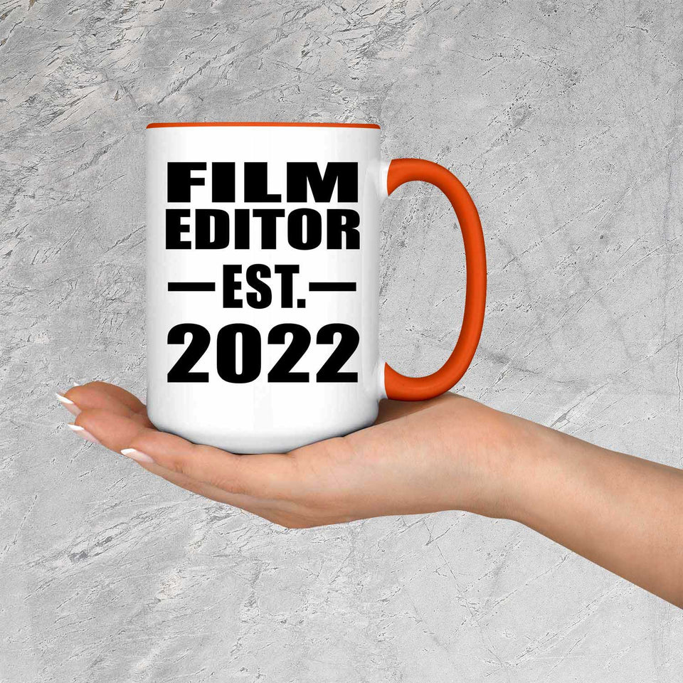 Film Editor Established EST. 2022 - 15oz Accent Mug Orange