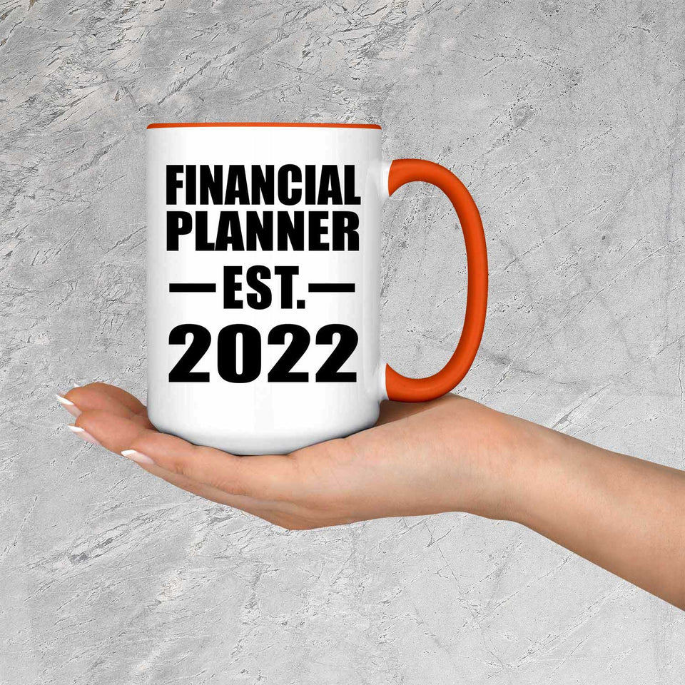 Financial Planner Established EST. 2022 - 15oz Accent Mug Orange