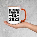 Fitness Trainer Established EST. 2022 - 15oz Accent Mug Orange