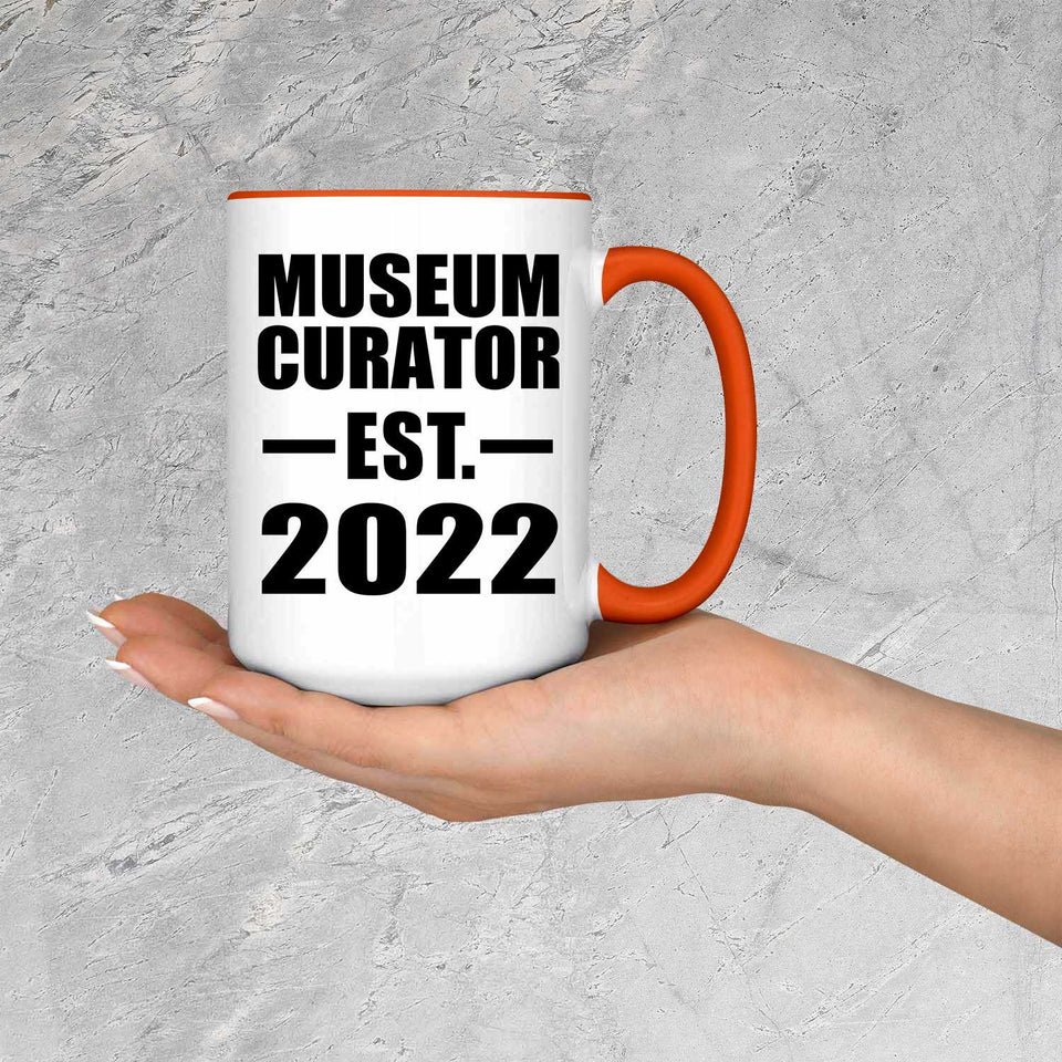 Museum Curator Established EST. 2022 - 15oz Accent Mug Orange