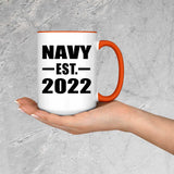 Navy Established EST. 2022 - 15oz Accent Mug Orange