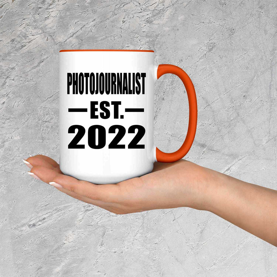 Photojournalist Established EST. 2022 - 15oz Accent Mug Orange