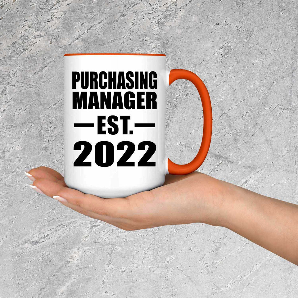 Purchasing Manager Established EST. 2022 - 15oz Accent Mug Orange