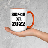 Salesperson Established EST. 2022 - 15oz Accent Mug Orange