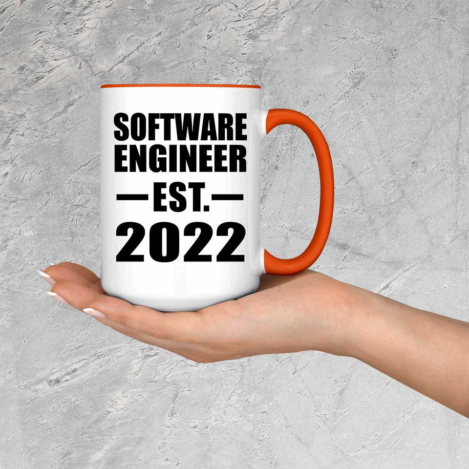 Software Engineer Established EST. 2022 - 15oz Accent Mug Orange