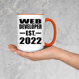 Web Developer Established EST. 2022 - 15oz Accent Mug Orange