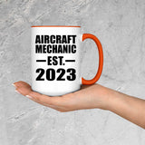 Aircraft Mechanic Established EST. 2023 - 15oz Accent Mug Orange