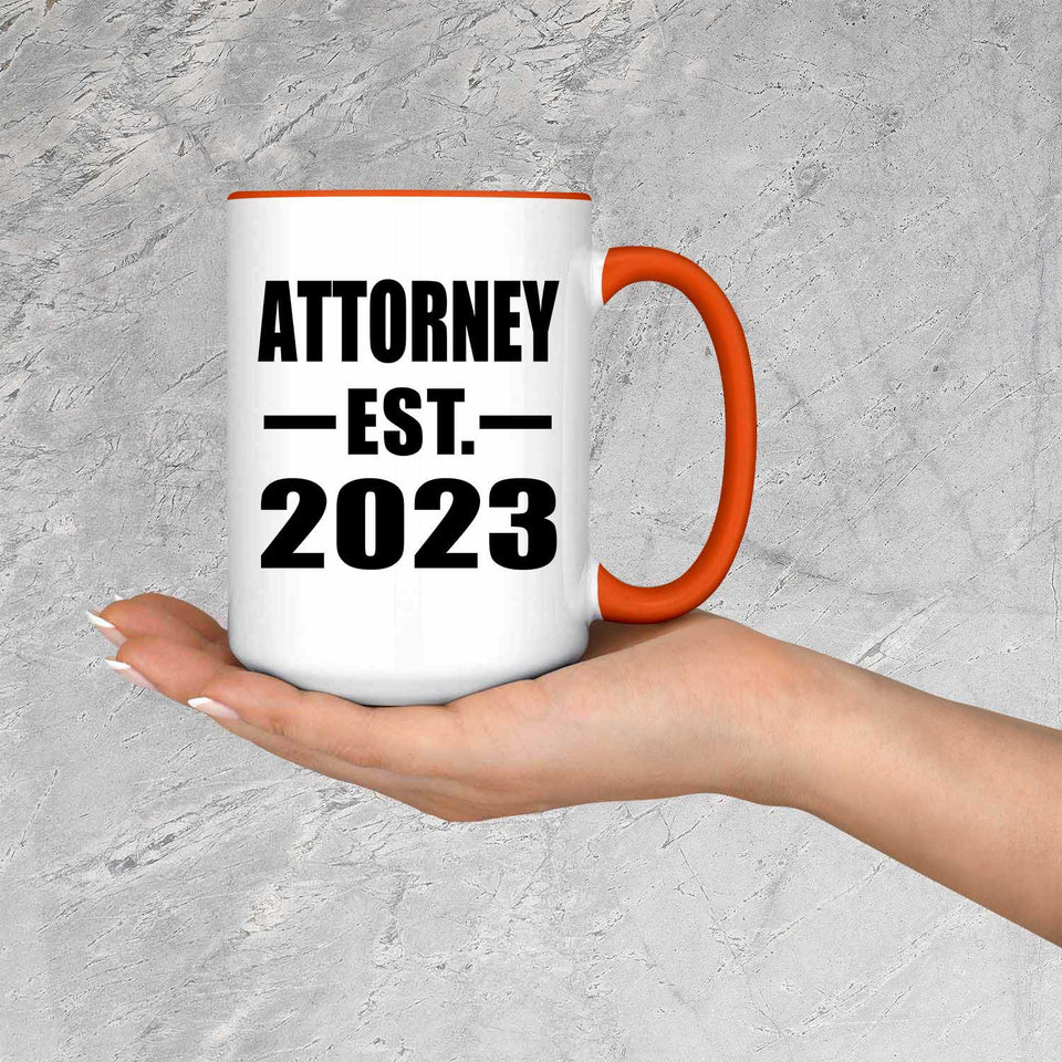 Attorney Established EST. 2023 - 15oz Accent Mug Orange