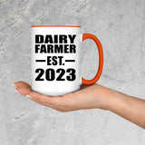 Dairy Farmer Established EST. 2023 - 15oz Accent Mug Orange