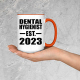 Dental Hygienist Established EST. 2023 - 15oz Accent Mug Orange