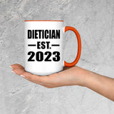 Dietician Established EST. 2023 - 15oz Accent Mug Orange